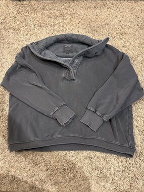 aerie Washed Charcoal V-Neck Pullover Sweater